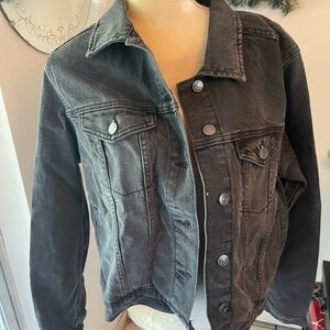 Express Charcoal Denim Jacket with Silver Buttons